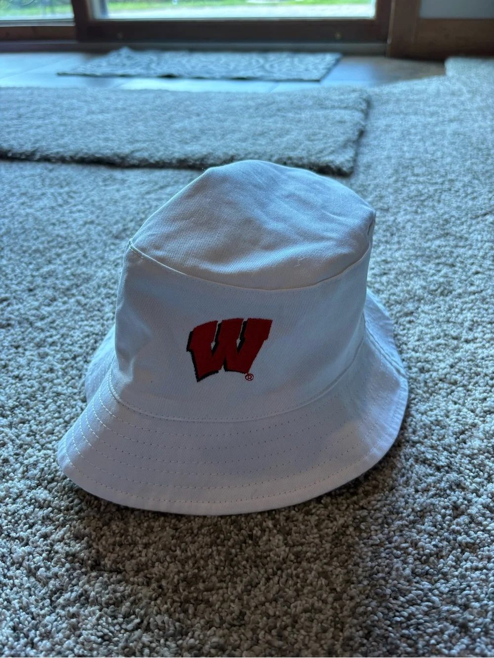 Kids Red Bucket Hat with Collegiate W Pattern